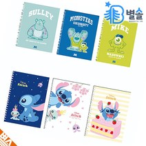 디즈니 캐릭터 노트 10권 스프링 무선 연습장 공책, 랜덤