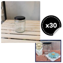 [코리아트레이더스]일자 유리병 원형 200ml_30조 잼 수제청 이유식용기-블랙뚜껑, 3박스