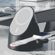 한뼘앞선생활 3in1 애플워치 아이폰 맥세이프 멀티 무선충전기 거치대, 블랙