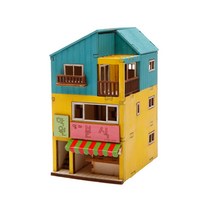 퍼즐피플 3D 영공방 건축물 입체퍼즐모형, 3D목재 미니점포주택 HO 시리즈, 1Ea