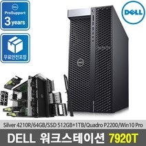 [DELL] 워크스테이션 7920T Silver 4210R /64GB/512GB+1TB/Quadro P2200 5GB/DVD-RW/Win10Pro/3년보증/무료안전포장