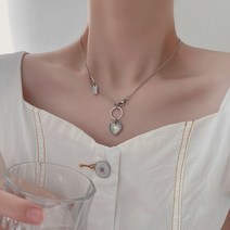 목걸이 진주 보석 여성 흑수정 일본 패션 요정 복숭아 심장 펜던트 파티 결혼식 선물 디자인 목 체인 유행 Kpop