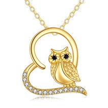 KECHO 14K 옐로우 골드 울프 목걸이, 14K Gold-Owl Necklace