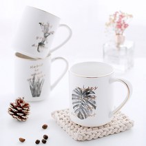 정민이네샵 머그컵답례품 보타니칼모노그레이머그 1P세트 (종류선택) 컵답례품, 1개, 플라워폿 머그1P(민트박스)