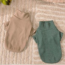 펫라이엇 강아지옷 봄 가을 골지 모크넥 티셔츠, SL1-51_그린