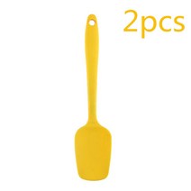 케이크띠지 제과제빵실기준비물 케이크분할기 식품 등급 실리콘 요리 스푼 내열성 유연하고 붙지 않는 베이킹 믹싱 스푼 주걱 도구 도매 2 개, 06 YELLOW