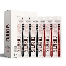 큐라티스 와이드 왕 대왕칫솔 미백칫솔 셀프 치석케어 (Whitening) -6개세트, 블랙3개 + 레드3개 + 전용케이스1개