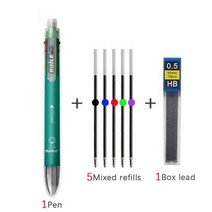 6 색 펜 크리에이티브 여러 가지 빛깔의 볼펜 5 1 자동 연필 다기능 사무실 학교 공급, 다색_green set