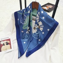 졸업식리본 여자 30대 50대 실크 가을 스카프 간단한 레트로 디지털 인쇄 시뮬레이션 과일 광장 장식