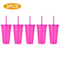 물컵 스팽글 스파클링 파우더 컵 PP 플라스틱 멀티 사양 빨대 디자인 편안한 500 ml 700ml 5 개, 12 bright pink_02 500ML