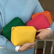 졸리팜므 더엘라 메이크업 파우치 화장품 코스메틱 가죽 포켓 사각 지퍼 케이스