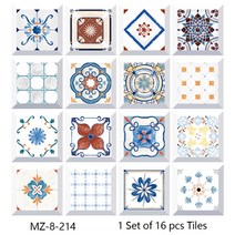 붙이는 타일 방바닥 16pcs 수채화 그림 스타일 벽 스티커 주방 Backsplash 옷장 욕실 방수 필 & 스틱 아트, 18 MZ-8-214_01 20cmX20cmX16pcs