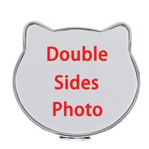 JWEIJIAO-수제 개성 맞춤 제작 고양이 귀 모양 메이크업 거울 가죽 여행 지갑 포켓 NA01, [02] One Side Photo