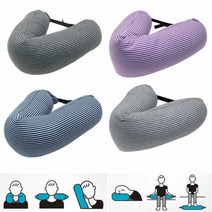비즈 스트라이프 목베개 버클 차량 캠핑용 목쿠션, 그레이