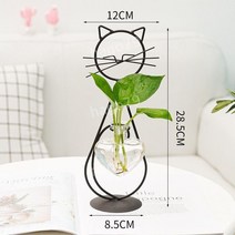 1+1 골드프레임 수경식물 비커 화분 유리 럭셔리 꽃병 장식품 인테리어, 14. 서있는 검은 새끼 고양이 수경법