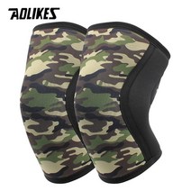 무릎보호대 AOLIKES 크로스핏 역도용 네오프렌 무릎 보호대 체육관 스포츠 압박 패드 스쿼트 7mm 1 쌍, [01] Army green camo A, [01] XL