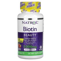 나트롤비오틴 흡수빠른 딸기맛 비오틴 5000 mcg 90정, 90 Count