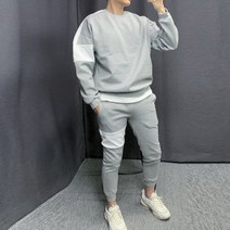 남자 왕 라인 배색 맨투맨 조거 트레이닝복 세트 2컬러 3사이즈