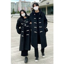 빈티지 일자핏 소뿔버튼 세미 싱글 겨울 울 후드넥 남녀공용 니뽄스타일 남성 더플 코트