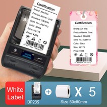 미니 프린터기 소형 라벨 메모 가정용 휴대용 인쇄기 재고파악, dp23s 5롤 50x80, 영국 플러그