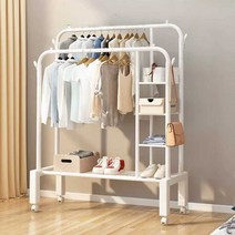대형 파이프 행거 옷걸이 폴행거 2단 수납 철제 조립, 150cm 블랙 2폴 2단 측면3층