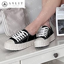 [애슬릿] 여성 통굽 레이스업 데일리 면 스니커즈 3.5cm 8327482