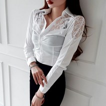 금찌 웰 슬림 레이스셔츠 ST3458B