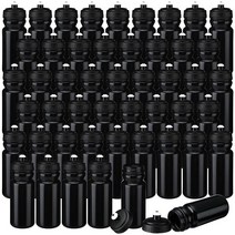 Didaey 100 Pack Sports Water Bottle Bulk 20 oz Reusable Plastic Water Bottles with Pull Top Cap Dish, Black