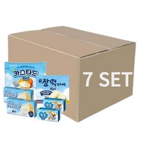 롯데 존맛탱 사무실 탕비실 아이들 영양간식 군것질 끼리크림치즈(카스타드230g+찰떡파이250g+빈츠102gx2개+칸쵸54gx2개), 7개