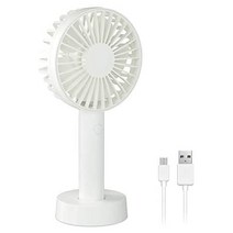 일본직발송 2. KENUO 휴대용 선풍기 탁상 선풍기 충전식 미니 선풍기 경량 USB 충전 받침대 부착 콤팩트, One Size, 화이트-2000mAh