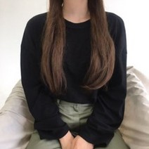 남자 사계절 면 린넨 루즈핏 커플 라운드 긴팔티 7컬러