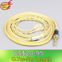 해외구매 LN007286 Etymotic ER4SR ER4XR ER3XR ER3SE ER2XR ER2SE 용 8 코어 실버 골드 도금 브레이드 이어폰 케이블 정석, 1.3.5mm 3 pole - 0.7m