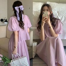 urkoteer 여름세트 여성 벌룬블라우스+하프스커트 퍼플투피스 cx-537