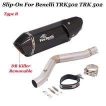 Benelli TRK502 TRK 502 풀 시스템 바이크 오토바이 배기 미드 링크 파이프 제거기 슬립온 스테인레스 수정 탈출 모토, [02] Black