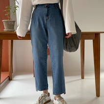 국내생산 밑단 언발란스 청팬츠 여성 바지