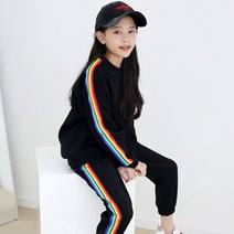 리틀소녀 가을신상 주니어 쥬니어 초등학생 옷 여아 여자 아이돌 걸그룹 소녀 바지 조거 팬츠 면스판 아동 의류 체육복 츄리닝 트레이닝복 세트 오버핏 상하복 두줄