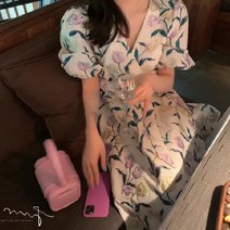 V넥 장미 원피스