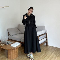 쉐얼유 여성 알렌 카라 집업 밴딩 롱원피스