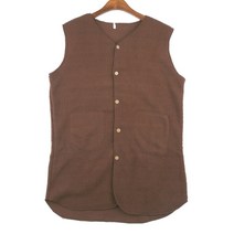 성인수면조끼 어른 양털 뽀글이 단추 간절기 기모 롱 조끼 브라운