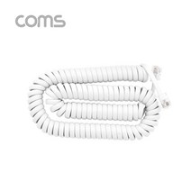 Coms AOBT602 전화선 송수화기 케이블 스프링 4P4C 화이트, 1개