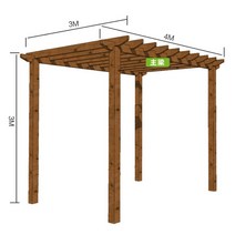 사각정자 한옥정자 정자만들기 조립식 파고라 야외바베큐장, 4m x 3m x 3m