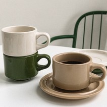 레트로 커피잔 3colors, 아이보리