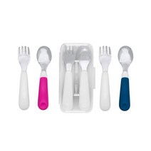 미국 옥소토트 어린이 숟가락 세트 with 케이스 3종 택1/ OXO Tot On-The-Go Fork Spoon Set, One Size, 1. Pink