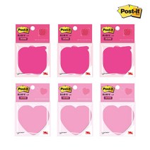 쓰리엠 포스트잇 강한점착용 다이컷 노트 접착메모지 하트 3p + 사과 3p, 혼합 색상, 2세트