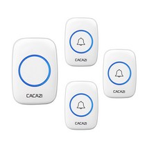 CACAZI 36 Chimes 110DB 300M 방수 무선 초인종 원격 배터리 구동 최신 스마트 도어 벨 1 2 버튼 수신기, [16] white 3TR x 1RE