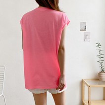 여자 여름 데일리 해변가패션 라운드넥 바코드 나시