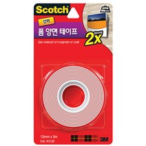 3M 스카치 강력 폼양면테이프 3120 12mm x 2m, 3120C (12x2) 강력투명폼