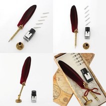 홈앤블리 구스깃털 만년필세트 잉크만년필 빈티지펜