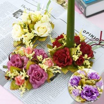 캔들링 인조 조화 꽃 장미 조팝 믹스 13cm 4색 택1 파티 테이블 센터피스 장식, 핑크