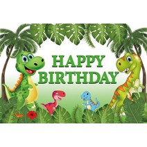 공룡 세계 사진 배경 정글 동물 사파리 야생 생일 축하 파티 소년 장식 배너 소품, Vinyl  300x180cm+에메랄드